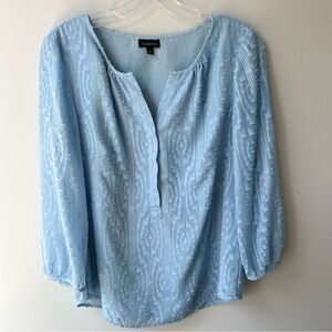 Talbots women’s baby blue textured blouse